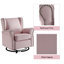 Fauteuil pivotant confortable à accoudoirs roulés avec garniture cloutée, revêtement en tissu rose pour des espaces de vie élégants