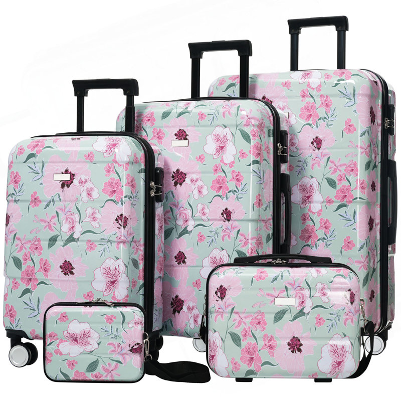 Ensembles de valises, nouveau modèle PC 5 pièces, valises rigides, légères, durables, 20 po, 24 po, 28 po avec étuis de 8 po et 14 po, valise avec roulettes verrouillables