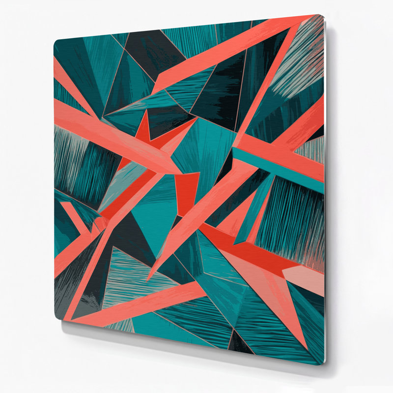 «Geometric Abstraction 42», art mural en métal bleu, H 8 po x l 8 po