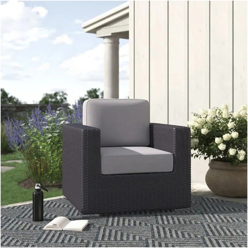 Fully Assembled Patio Chair With Cushions, Gray, Dark Gray