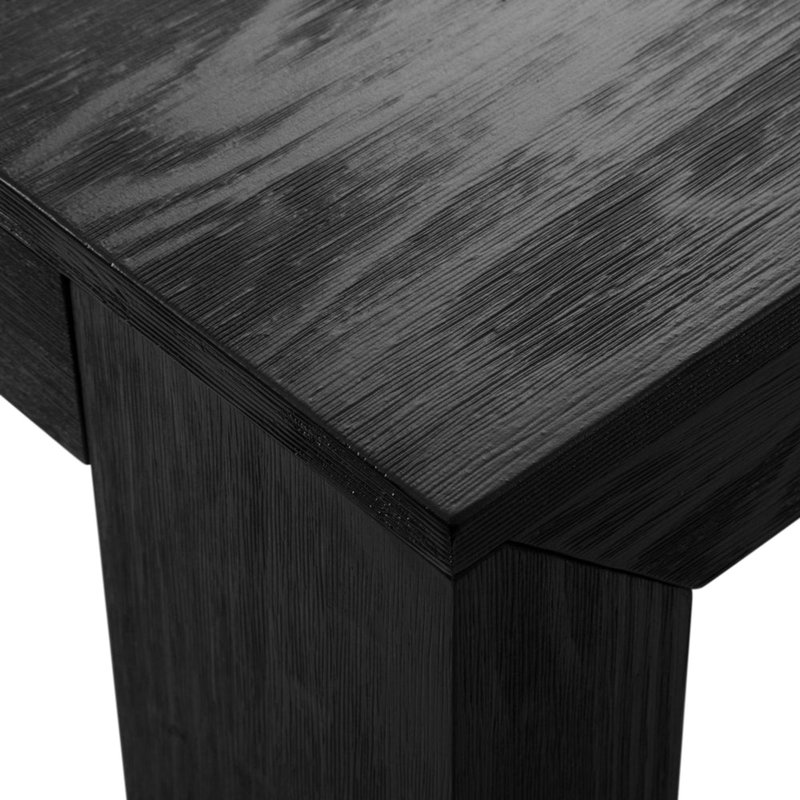 Chalonda Pine Solid Wood Dining Table, Black Wirebrush, 35.8" W x 72.25" L 