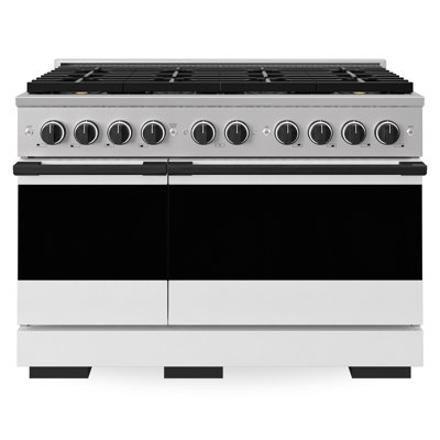 ZLINE Autograph 48 in. Marino Dual Fuel Range with 8 Burner DuoPro Cooktop and Black Accents