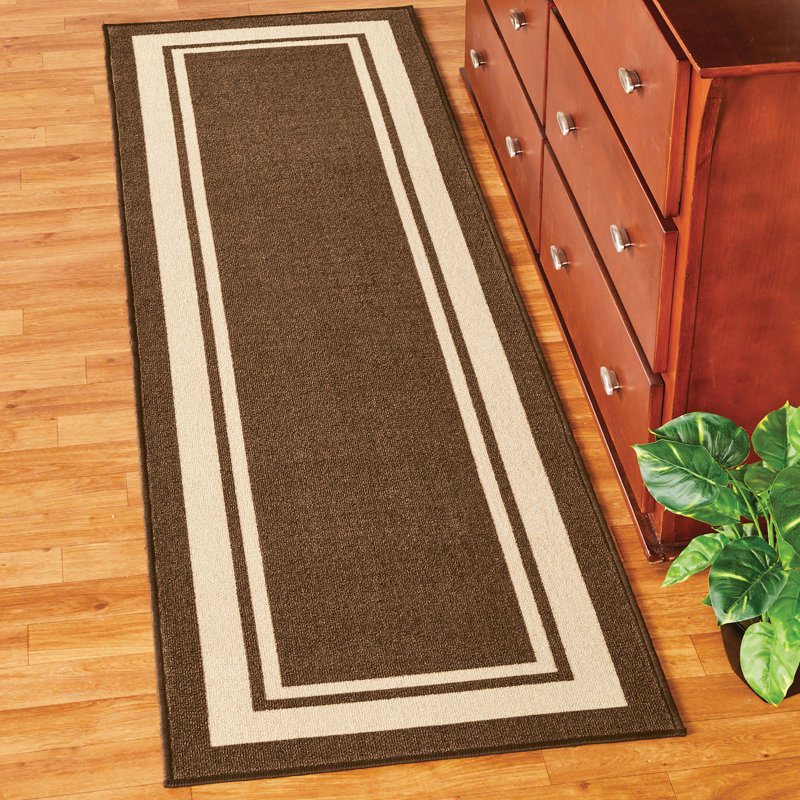 Tapis brun / blanc Katonah, Tapis de couloir 2 pi 2 po x 7 pi 6 po