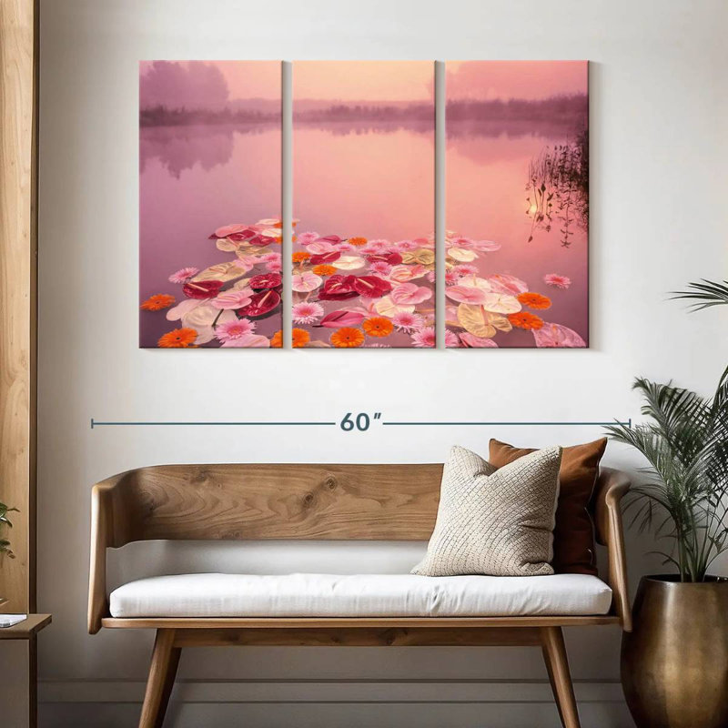 Alvord floral lac rose, H 32 po x l 50 po