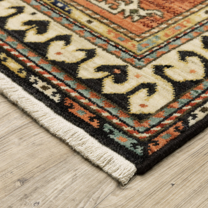 Tapis brun / noir en laine tissé à la machine Markcus, Rectangle 2 pi x 3 pi