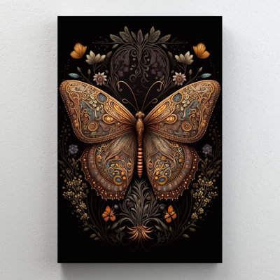 " Wildflowers And Butterfly Symmetrical Painting "