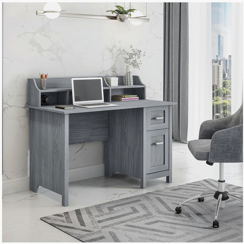 Bureau gris classique avec espace de rangement