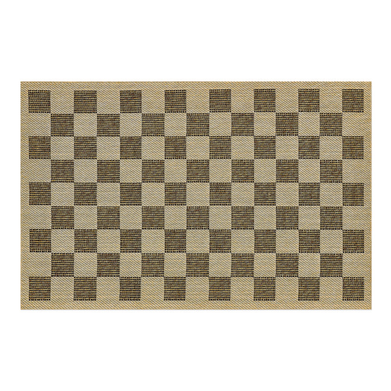 Black Check Indoor/Outdoor Rug, Rectangle 8' x 10'