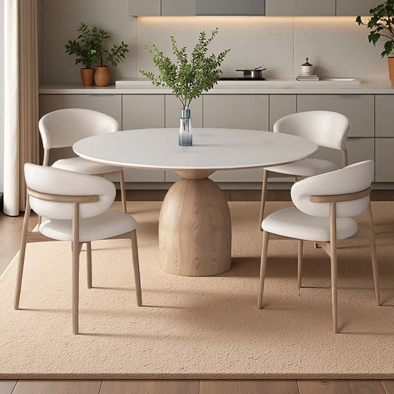 Table de salle à manger blanche, H 29,53 po x L 51,18 po x l 51,18 po