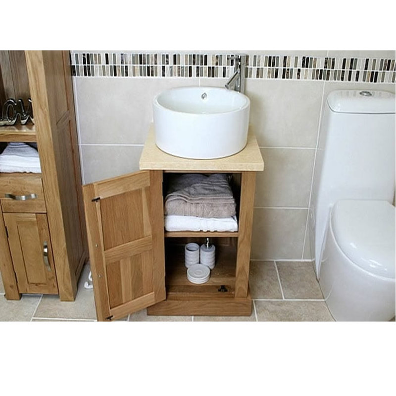 Crabtree 500mm Single Bathroom Vanity with Vessel Ceramic Basin, Cream Marble