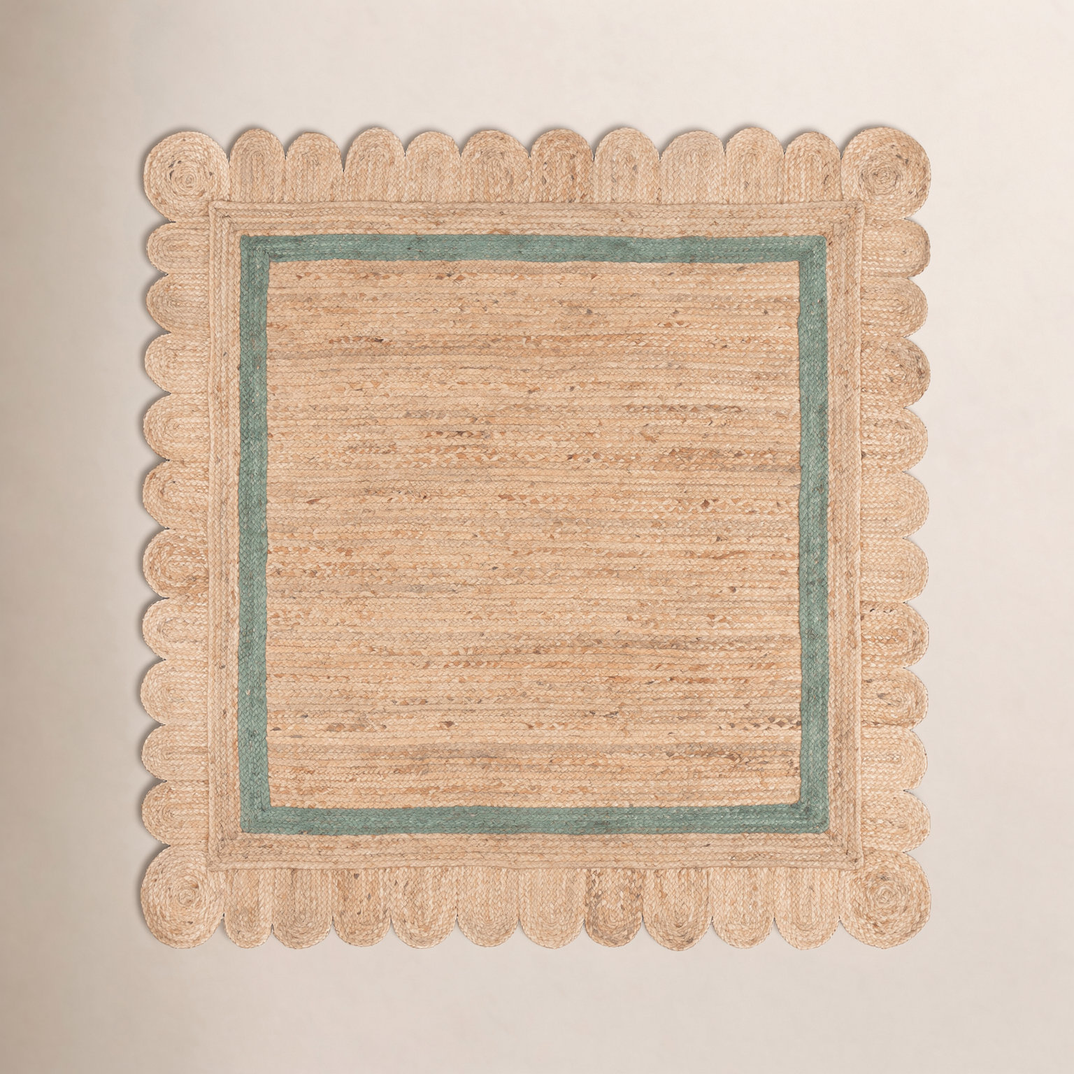 Inaki Hand-Woven Geometric Jute Rug, Square 6'