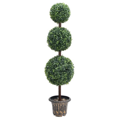118cm Faux Boxwood Plant in Wood Pot
