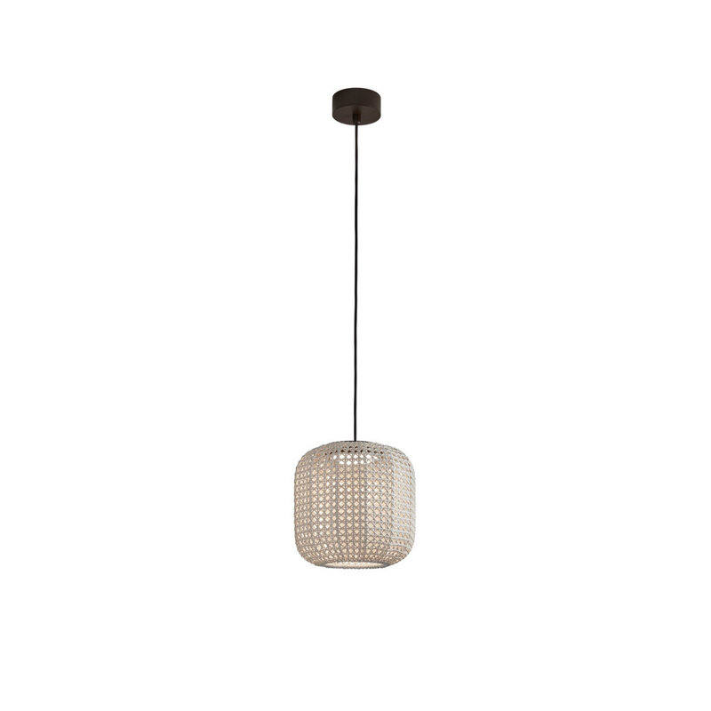 Luminaire suspendu cylindrique à 1 lumière DEL Nans, Beige