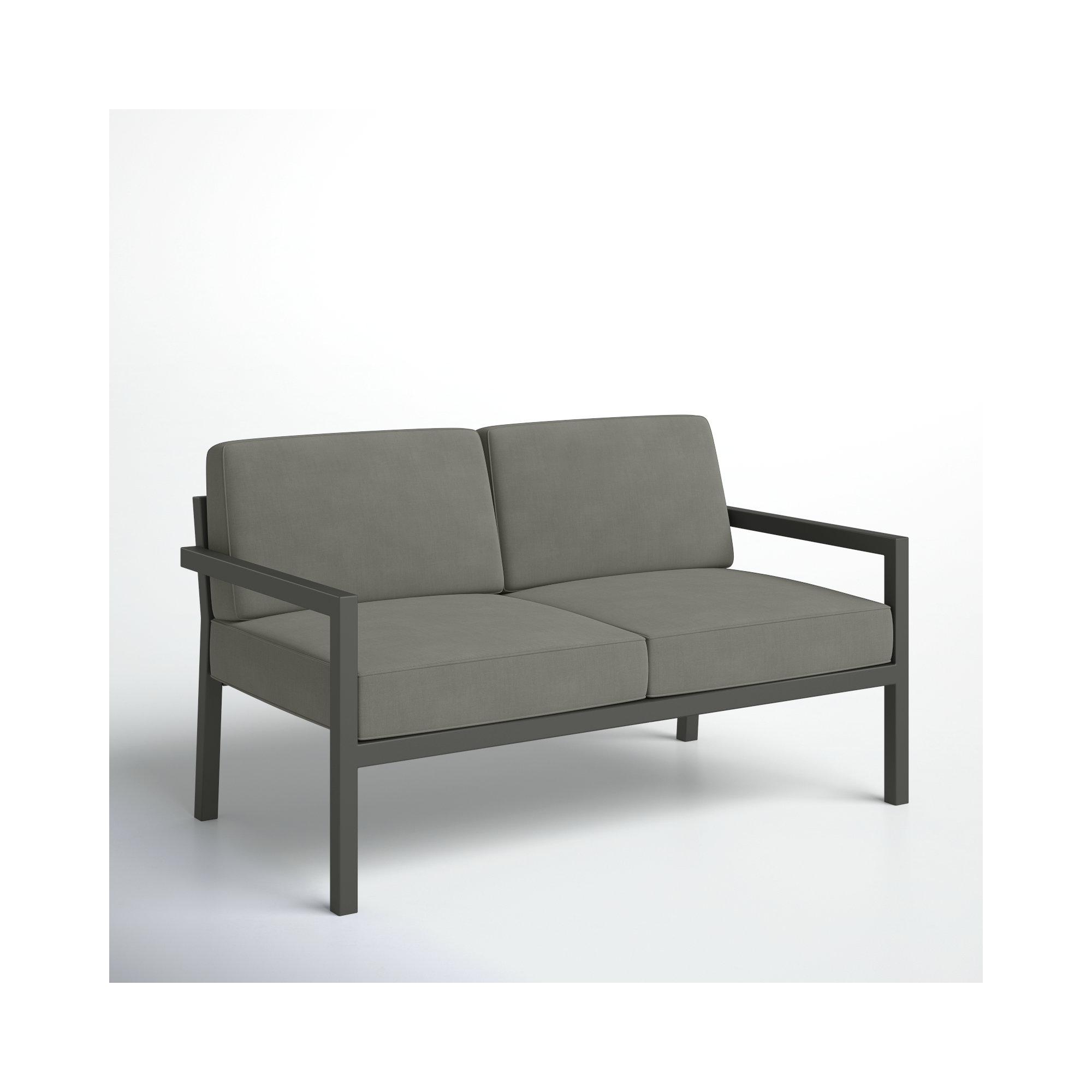Vivant 56.25" Wide Outdoor Loveseat with Sunbrella® Cushions, White, Canvas Heather Beige Sunbrella® Canvas