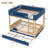Blue MDF+Pine+Plywood Queen Bunk Bed with Trundle, Bookshelf, Car Design-1438014517-1438014523