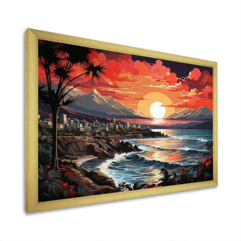 City Maui Popart IV sur toile, H 12 po x l 20 po x P 1 po, Cadre doré à une seule photo