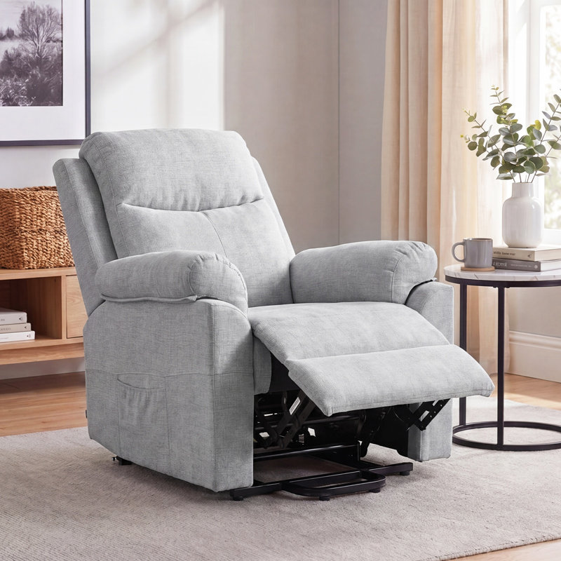 Single Sofa Recliner Armchair Reclining Chair, Grey Chenille, Grey