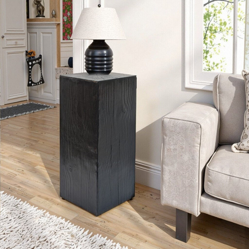 Table d'appoint carrée à colonne 33,75 po, Noir