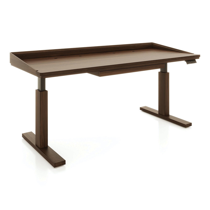 Odin Home Office Solid Wood Standing Desk, 51" H x 72" W x 30" D, Black, Natural Walnut