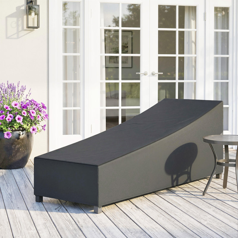 Waterproof Patio Lounge Chair Cover, 420D Fabric, Black
