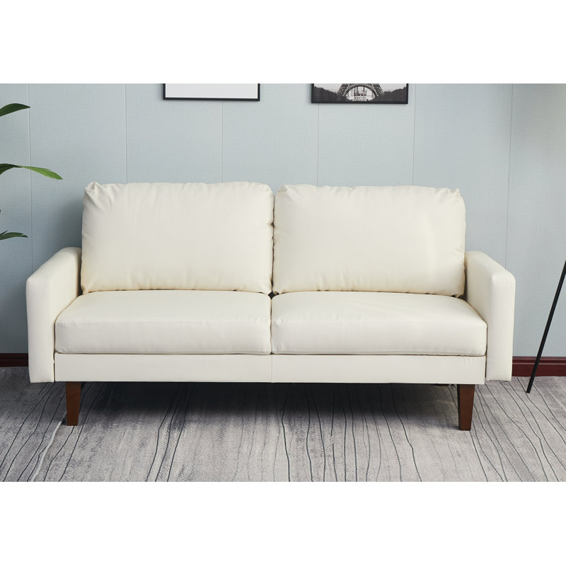 Marleina 58'' Faux Leather Sofa, Beige, 34.2" H x 58" W x 33" D