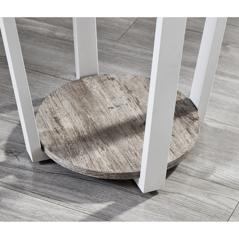 Table de bout ronde avec tablette grise de style contemporain. Fabriqué. 20dia. X H 20,5 po Rehaussez le décor de votre maison. Assemblage requis Gris. . Améliorez