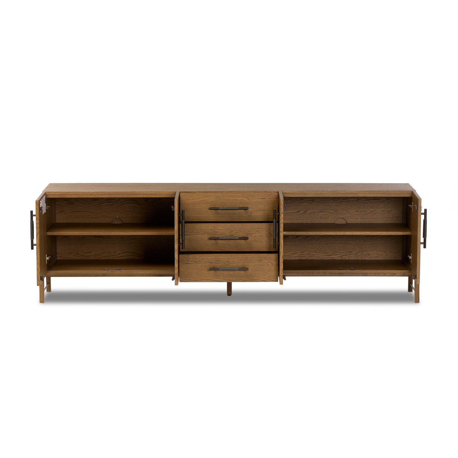 Karsten 94" Oak TV Stand, Amber Oak Veneer