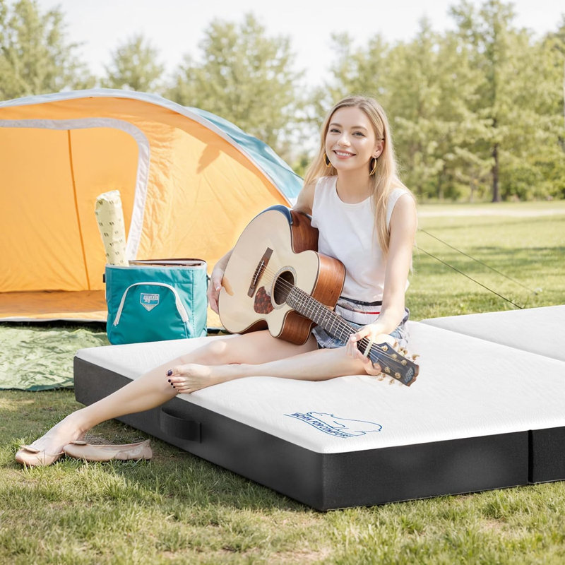 Folding Mattress with Washable Cover, 4 Fold Mattress Easy Storage, Double, 15cm