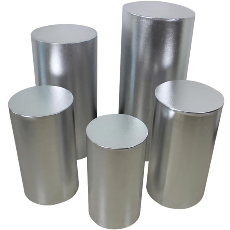 Ensemble de 5 socles cylindriques, Argent argent