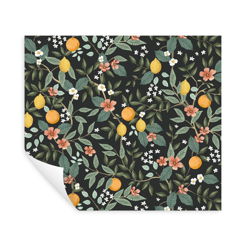 Citrus Grove Peel & Stick Wallpaper, Black