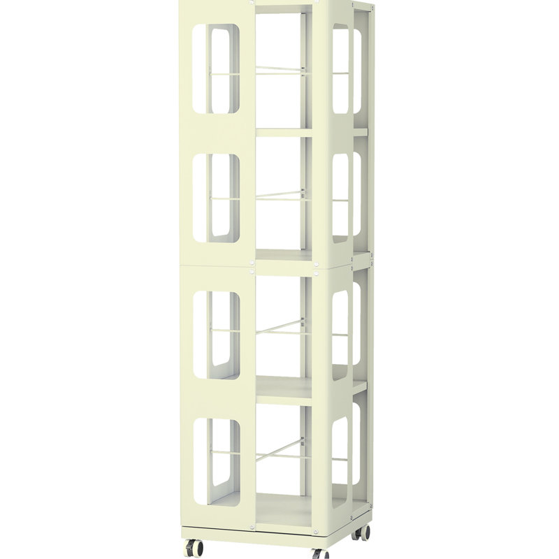 & Spacious 4 All Rotating Bookshelf With 360 Wheels, New Style Yellow, Modern Setup, Small Footprint Design Bookshelf, Easy Assembly, Large Size, Footprint, Ideal For Book Collection