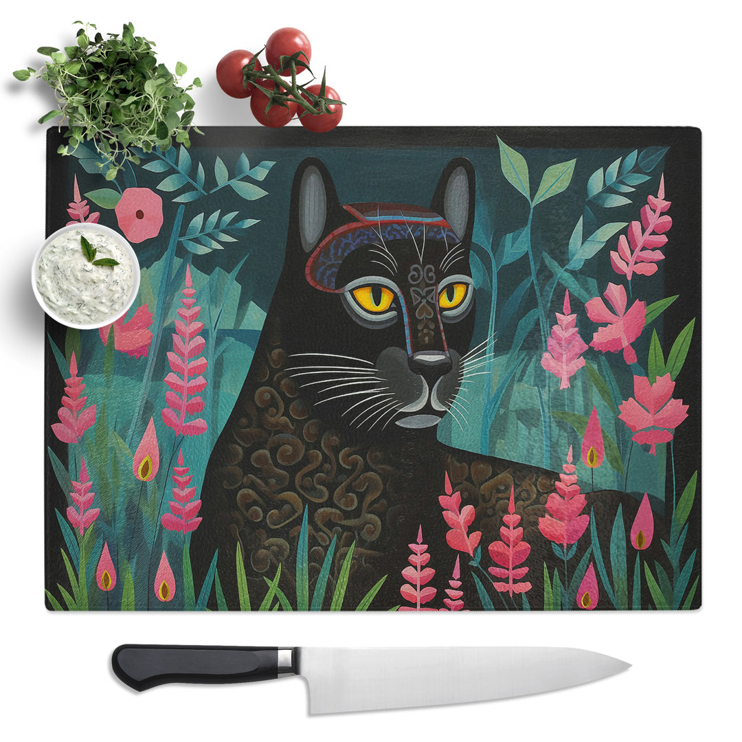 Panther Art Deco No.2  Glass Chopping Board