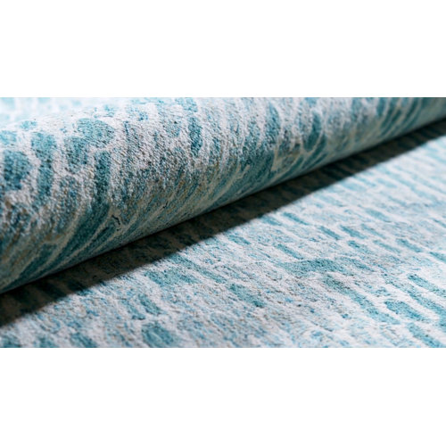 Exquisite Turquoise/Gray Wool Abstract Area Rug | Perigold