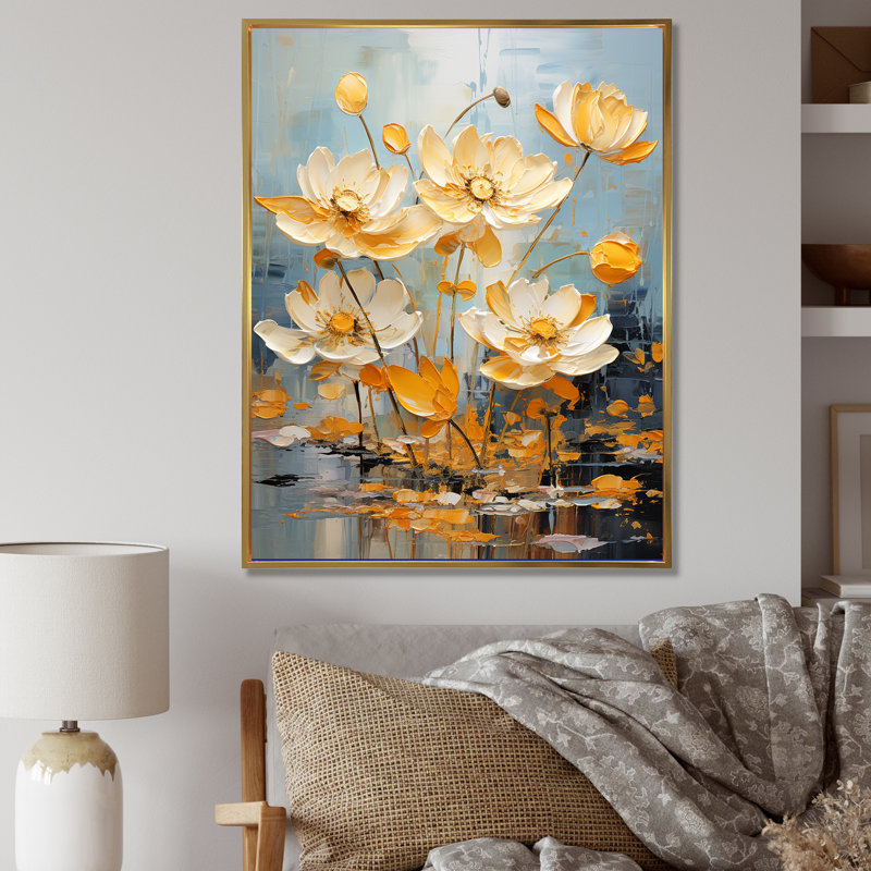 Golden Pond Lotus Tranquility I sur toile, H 44 po x l 34 po x P 1,5 po, Cadre flottant doré
