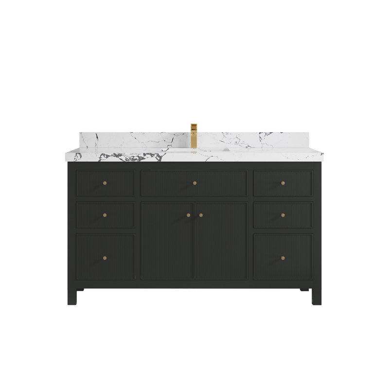 Sonoma X P 22 po De salle de bain simple en albâtre Quartz, Brun Viola, Matte Black