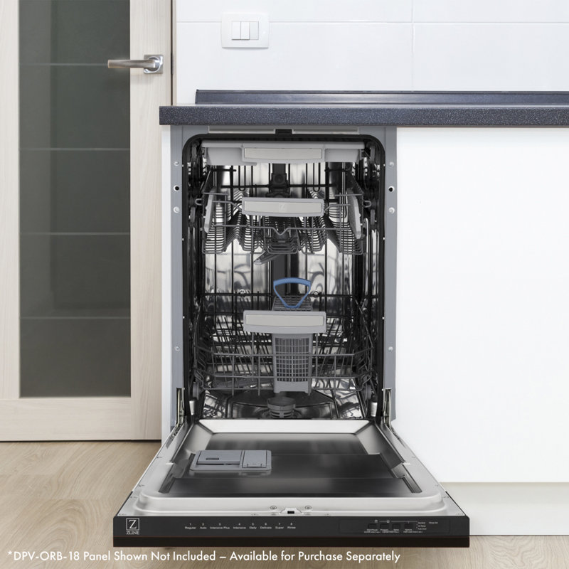 ZLINE 3 Rack Top in Panel Ready 18" 51 dBA Built-In Dishwasher with Stainless Steel Tub