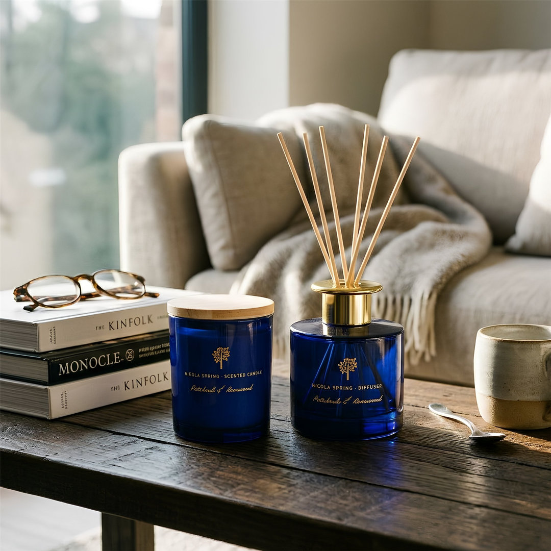 Nicola Spring - Soy Wax Scented Candle & Reed Diffuser Set - Lemongrass