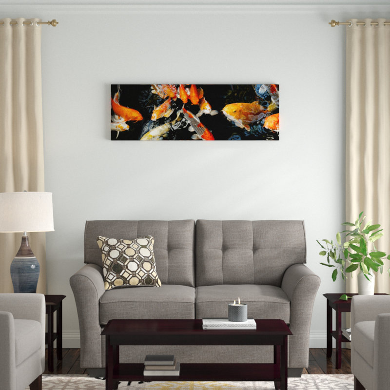 « koi carp naged », reproduction de photo sur toile, H 16 po x l 48 po x P 1,5 po, Toile tendue
