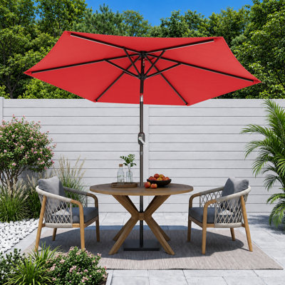 Parasol de marché hexagonal de 7,5 pi pour le marché, parasol de table d'extérieur avec bouton inclinable et manivelle, protection contre les rayons UV toutes saisons pour terrasse de jardin