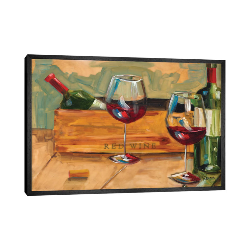 Red Wine by Heather A. French-Roussia - Painting on Canvas, Black Framed, 101.6cm H x 152.4cm W x 3.81cm D