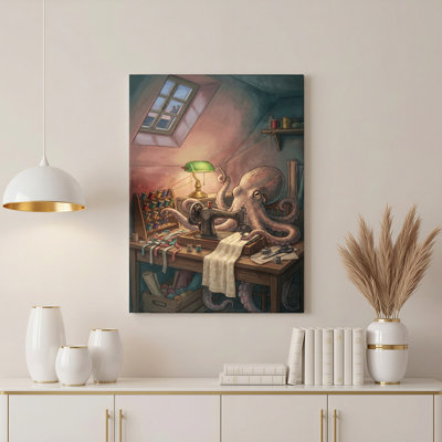 «Gallery Wrap», art mural sur toile pour le salon, la chambre à coucher, le bureau ou le vestibule - décoration murale décorative avec pieuvre sur mesure