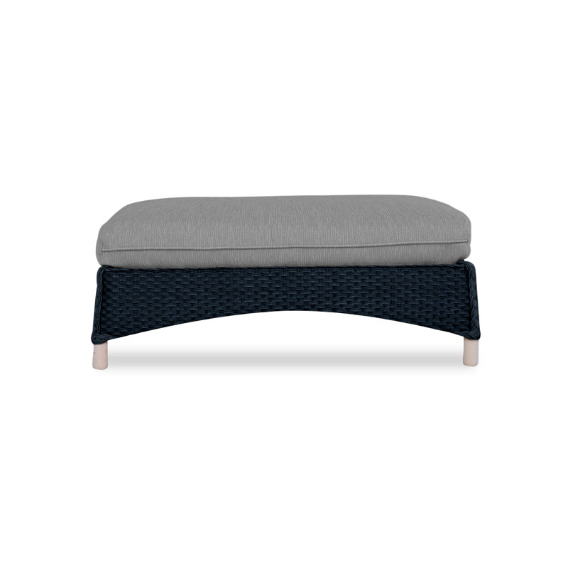 Mandalay Outdoor Ottoman, Callen Celadon, Ebony