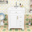 Meuble-lavabo autoportant élégant avec lavabo en céramique, tiroir rabattable, tablette réglable et support de rangement-590957403