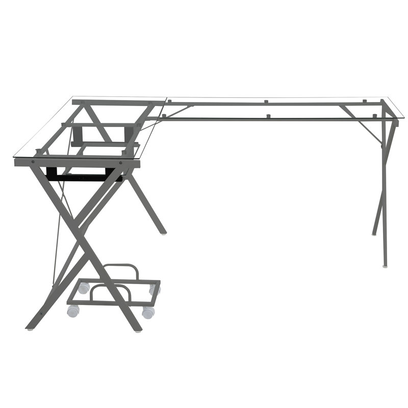 Bureau d'ordinateur en L Photiades, Transparent / gris