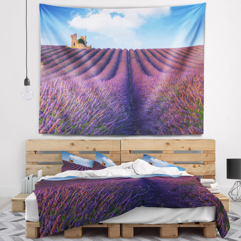 Tapisserie paysage mauve lavande, H 32 po x l 39 po