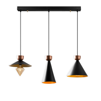 Luminaire suspendu pour îlot de cuisine 3 lumières 3 lumières