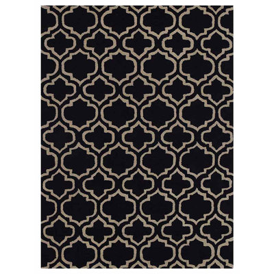 Tapis écologiques en laine touffetée à la main Bettejo - Rectangle, noir et blanc, motif géométrique moderne, tapis épais antidérapants faits à la main pour salon, chambre à coucher