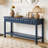 60'' Fir Veneer Entryway Table with Honeycomb-patterned Fronts,Modern Stylish Console Table-1002327951