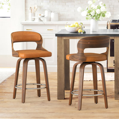 Carylon Swivel Upholstered Faux Leather Counter Stool