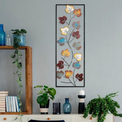 Handmade Decorative Metal Wall Accessory, 12.6 x 35.4 inches | 100% Metal, Thickness: 0.06 inches | Unique Hand-Painted Design, Perfect for Home Decor | Versatile Wall Hanging with Distinctive Color Variations